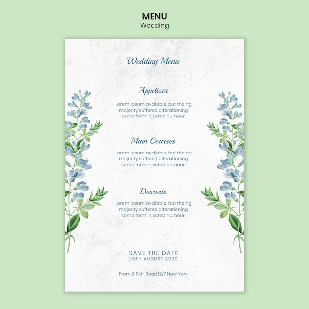 Free PSD wedding concept menu  template