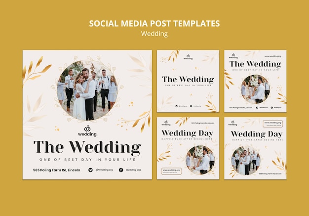 Free PSD wedding design template of instagram posts