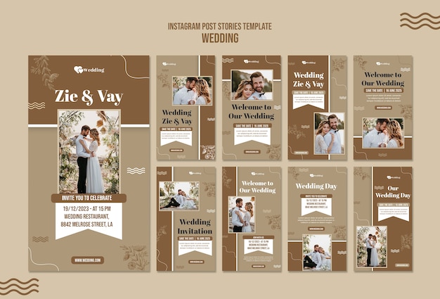 Free PSD wedding design template of instagram stories