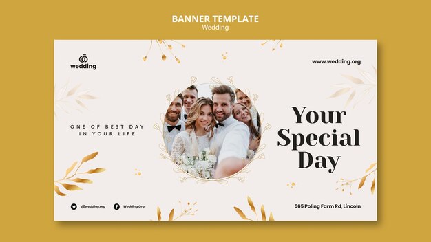 Бесплатный PSD Свадебный дизайн шаблона баннера