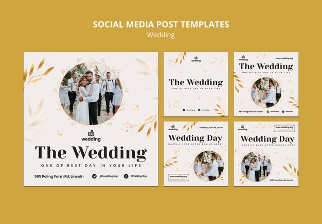 Instagramの投稿の結婚式のデザインテンプレート