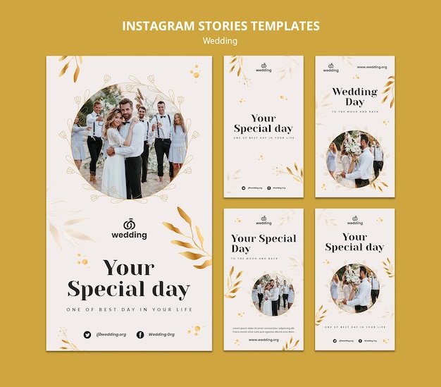 Шаблон свадебного дизайна instagram историй Premium Psd