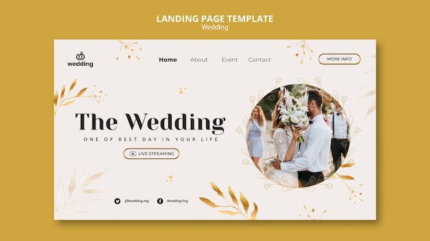 Бесплатный PSD Свадебный дизайн-шаблон целевой страницы