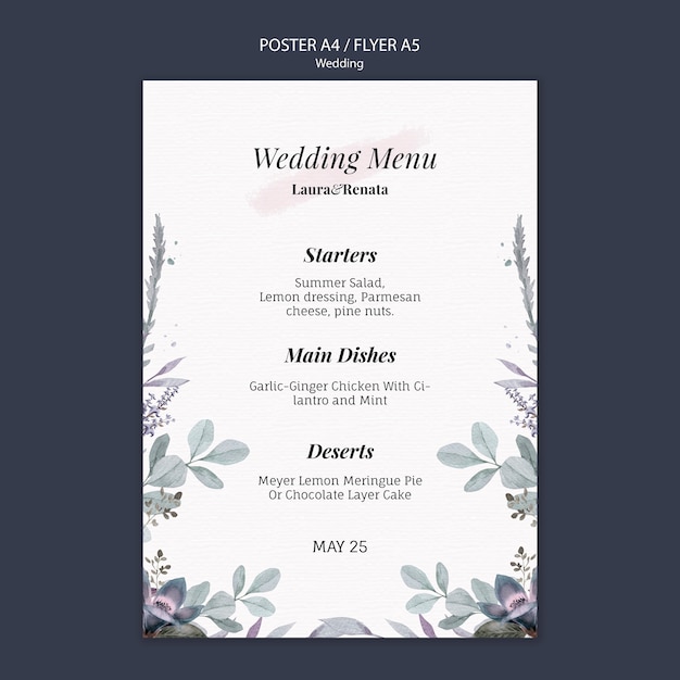 Free PSD wedding event flyer template style