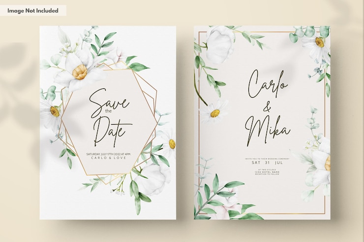 Free PSD wedding floral invitation template