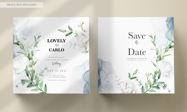 무료 PSD 결혼식 꽃 초대장 서식 파일
