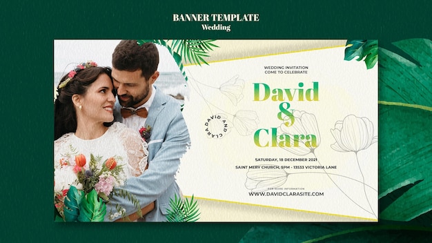 PSD gratuito modello di banner orizzontale per matrimonio