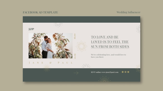 無料PSD ウェディングインフルエンサーのテンプレートデザイン