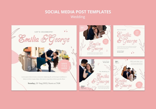 結婚式のInstagramの投稿テンプレートデザイン