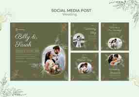 Free PSD wedding instagram posts template with photo