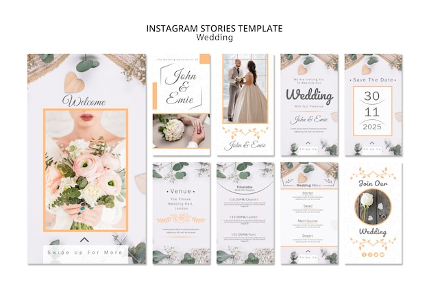 Free PSD wedding instagram stories template