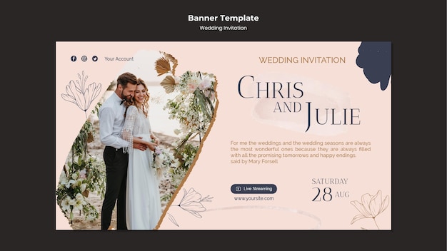 Free PSD wedding invitation banner design template