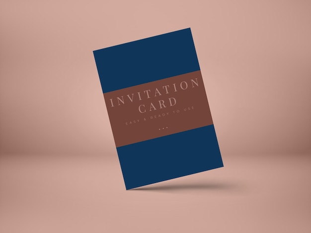 Wedding invitation card mock-up design for presentation greeting card or invitation design with shadow overlay