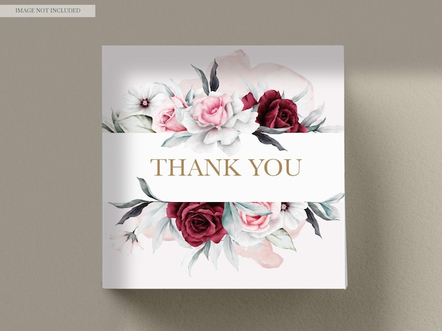 Wedding invitation card template with beautiful floral and leaves modern maroon pink color