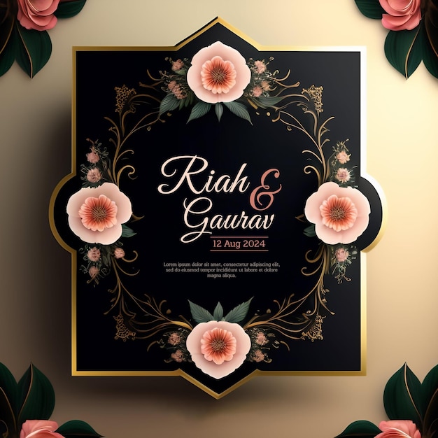 Free PSD wedding invitation greeting cards elegant vintage style for web purpose