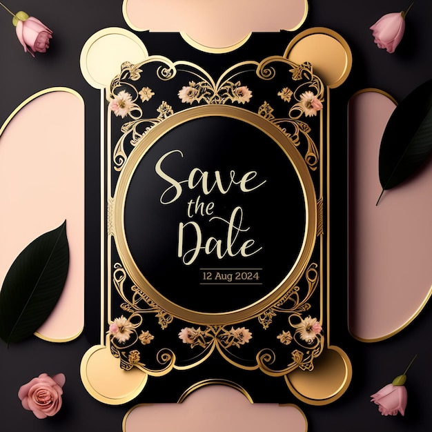 Wedding invitation greeting cards Elegant Vintage Style for Web Purpose