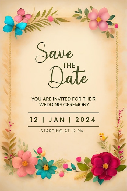 Free PSD wedding invitation greeting cards elegant vintage style