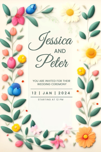 Free PSD wedding invitation greeting cards elegant vintage style