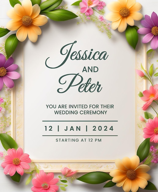 Free PSD wedding invitation greeting cards elegant vintage style