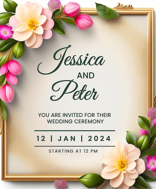 Free PSD wedding invitation greeting cards elegant vintage style