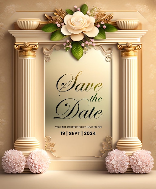 Free PSD wedding invitation greeting cards elegant vintage style