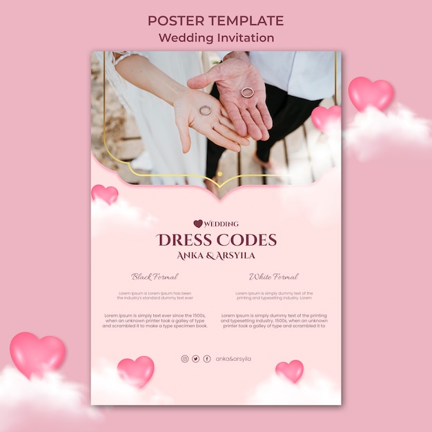 Wedding invitation poster design templatev