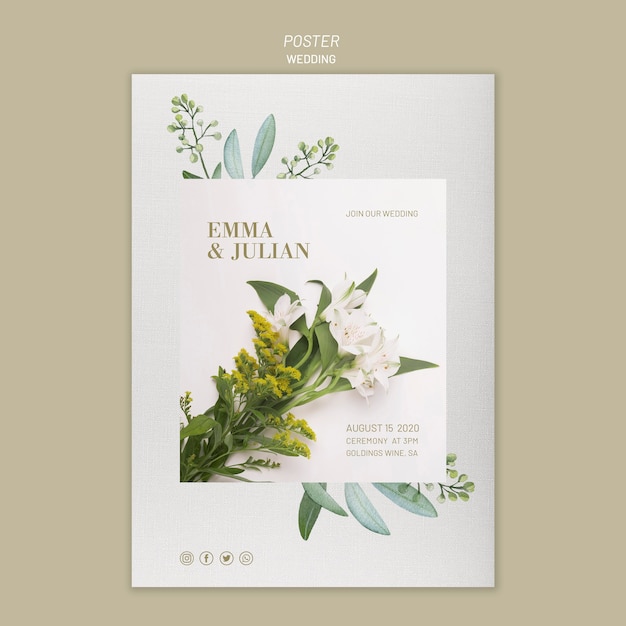 Wedding invitation poster template