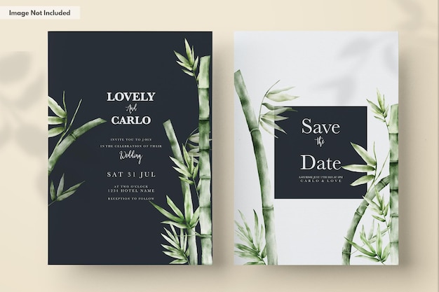 Wedding invitation template greenery bamboo