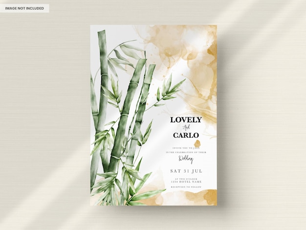 Free PSD wedding invitation template greenery bamboo