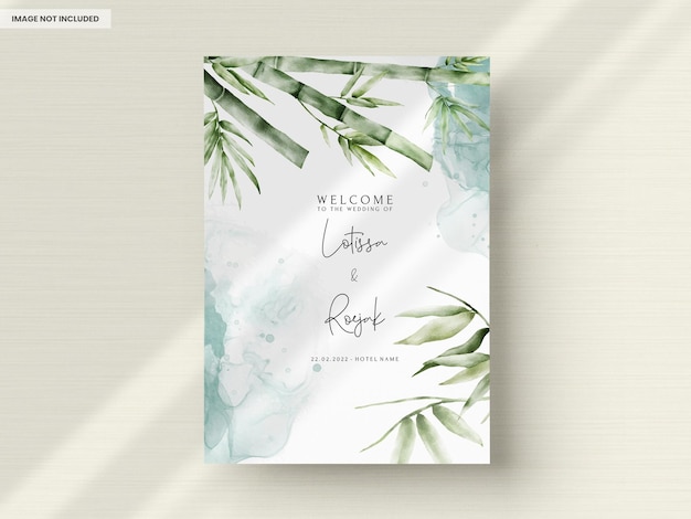 Free PSD wedding invitation template greenery bamboo