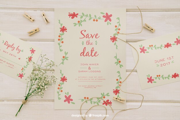 Wedding invitations and wedding elements