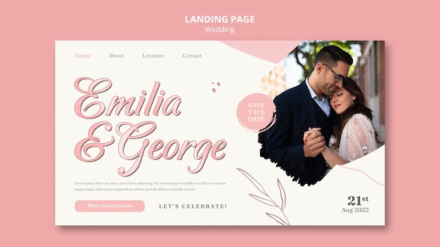 Free PSD wedding landing page template design