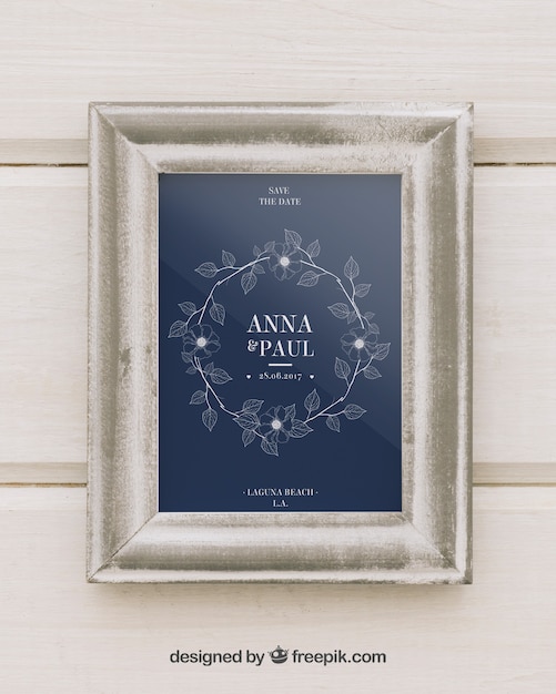 Free PSD wedding mock up with white frame