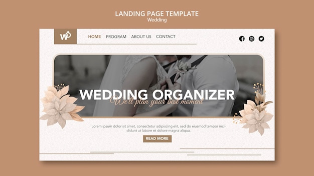 Free PSD wedding organizer landing page