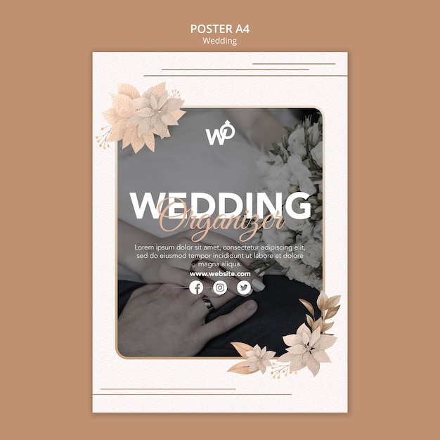 Free PSD wedding organizer poster template