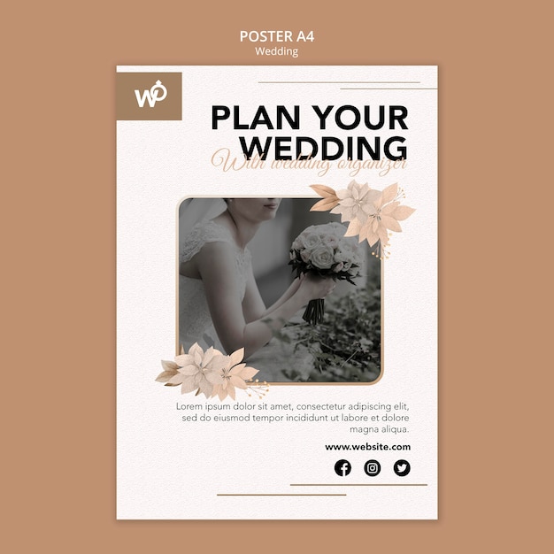 Free PSD wedding organizer poster template