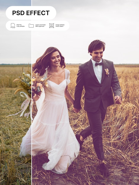 Бесплатный PSD Эффект свадебной фотографии