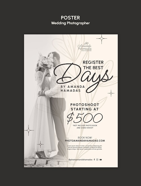 Free PSD wedding photographer template design