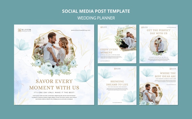 無料PSD 水彩花柄のウェディングプランナーのinstagramの投稿コレクション