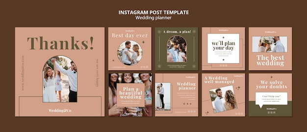 Free PSD wedding planner instagram posts collection