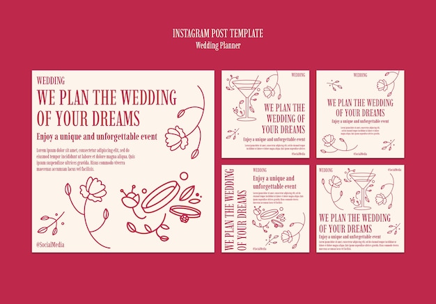 Free PSD wedding planner  instagram posts