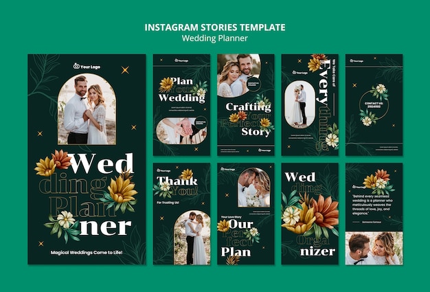 PSD gratuito storie di instagram per organizzatori di matrimoni