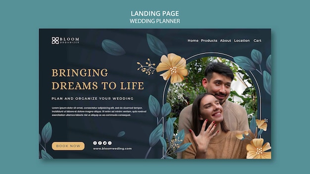 Free PSD wedding planner landing page design template