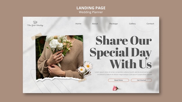 Free PSD wedding planner landing page design