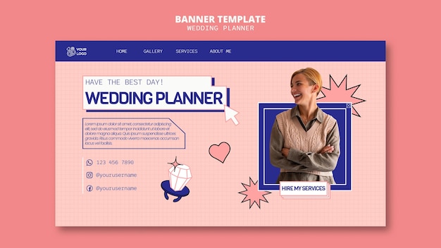 PSD gratuito modello di pagina di destinazione del wedding planner
