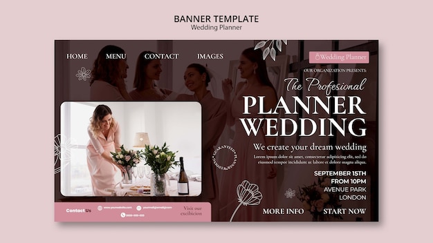 PSD gratuito modello di pagina di destinazione del wedding planner