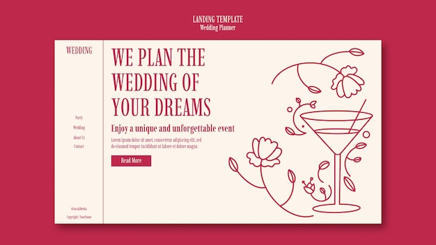 Free PSD wedding planner landing page template