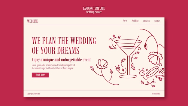 Free PSD wedding planner landing page template
