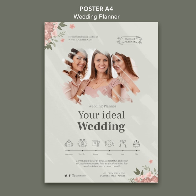 Modello di poster di wedding planner