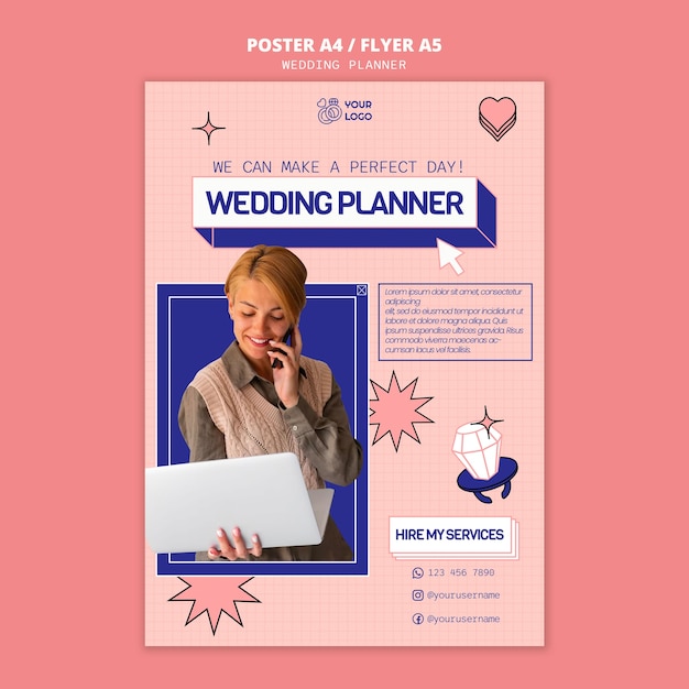 Free PSD wedding planner poster template